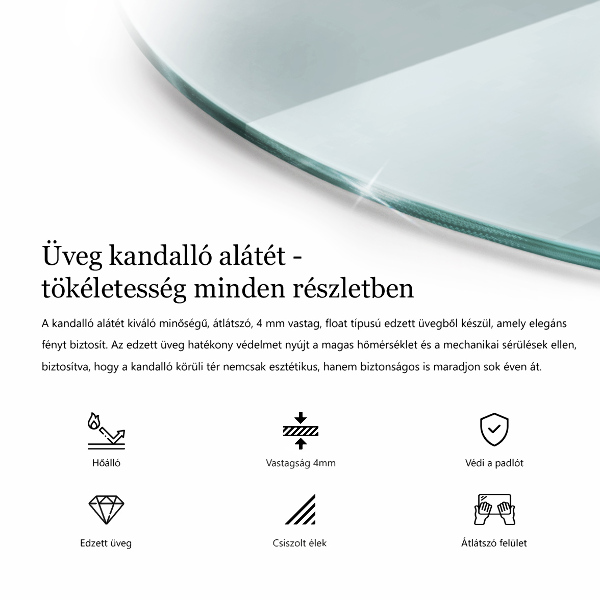 Placă de sticlă pentru șemineu circular fi100 cm