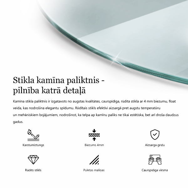 Placă de sticlă pentru șemineu circular fi100 cm