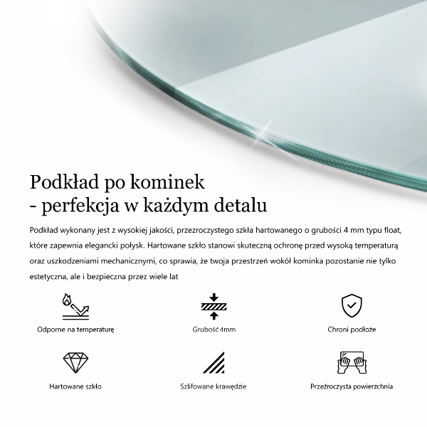 Placă de sticlă pentru șemineu circular fi100 cm