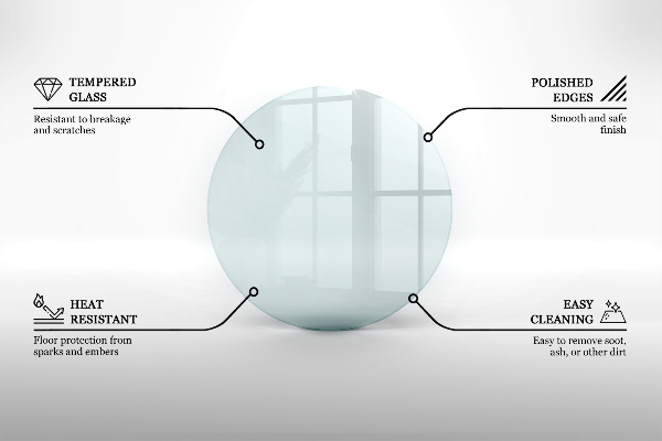 Placă de sticlă pentru șemineu circular fi70 cm