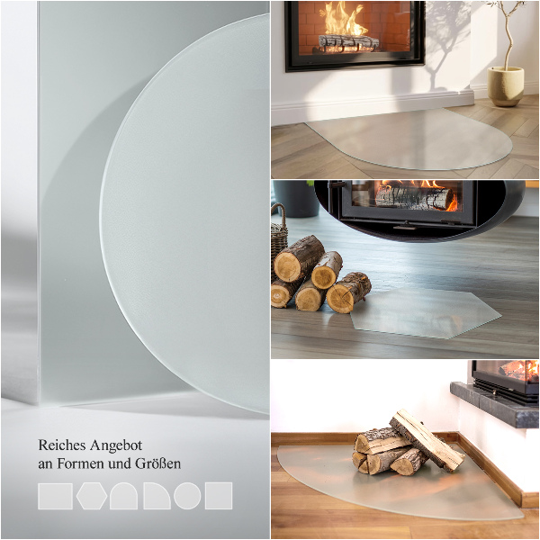 Placă de protecție sub sobă rotundă semitransparentă fi70 cm