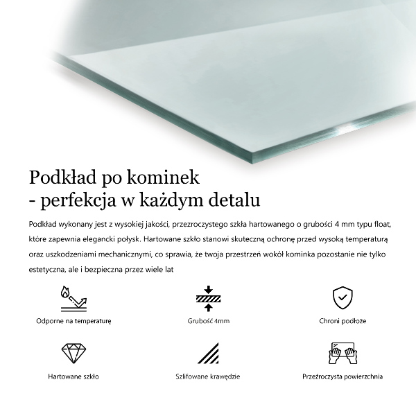 Sticlă securizată protecție sub sobă dreptunghiulară 100x50 cm