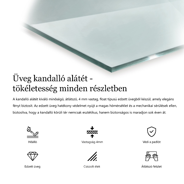 Sticlă sub șemineu dreptunghiulară 120x60 cm