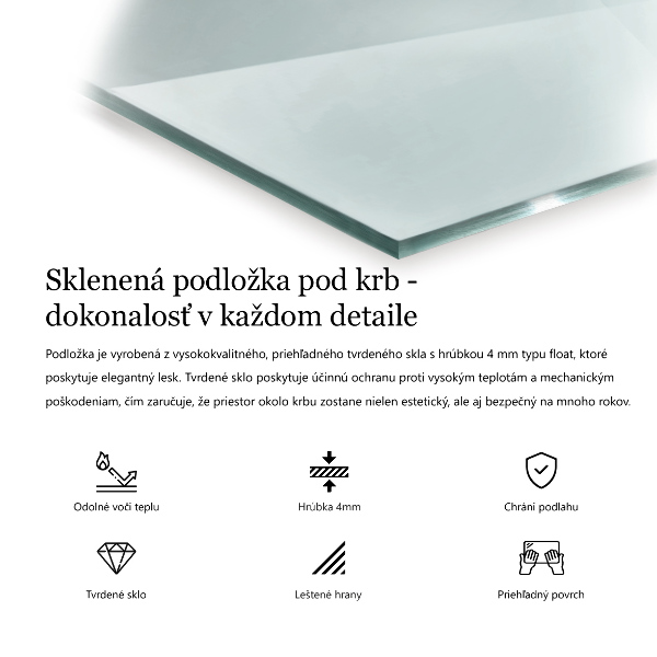 Sticlă securizată de protecție sub sobă dreptunghiulară 120x80 cm