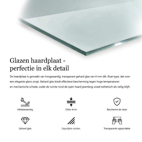 Placă de sticlă pentru șemineu dreptunghiulară 140x70 cm