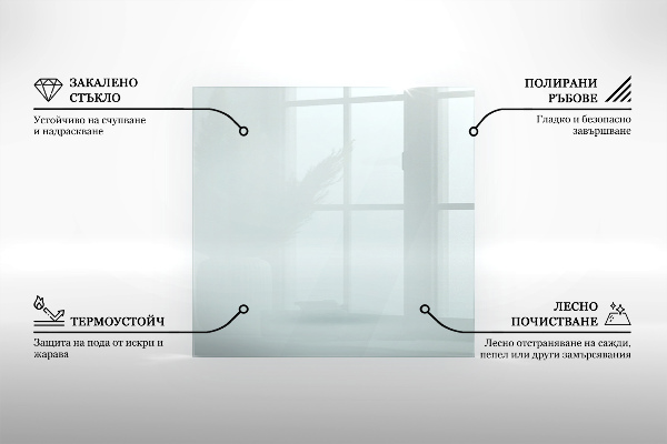 Sticlă sub șemineu dreptunghiulară 80x60 cm