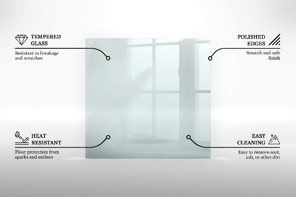 Sticlă sub șemineu dreptunghiulară 80x60 cm