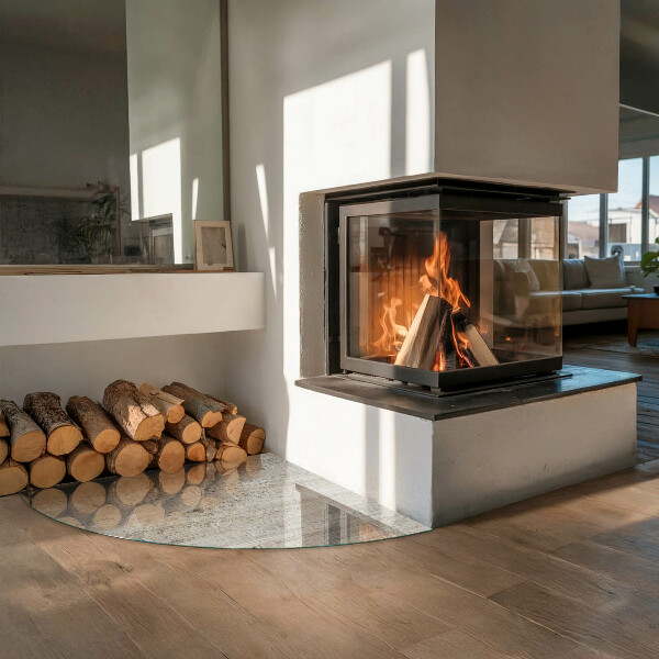 Cvartale protecție sub sobă Textură de lemn deschis la culoare