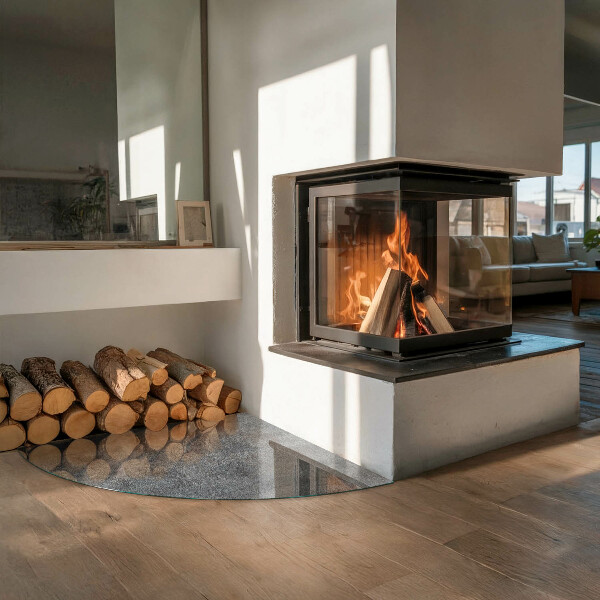 Cvartale sticlă securizată protecție sub sobă Textură brută a suprafeței