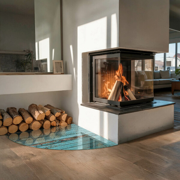 Cvartale sticlă sub șemineu Plăci în stil rustic