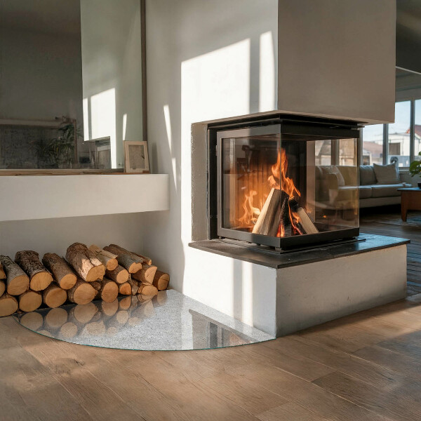 Cvartale sticlă securizată protecție sub sobă Textură de beton brut