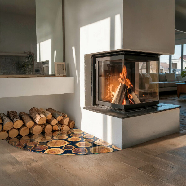 Cvartale sticlă sub șemineu Cutie cu lemn tăiat