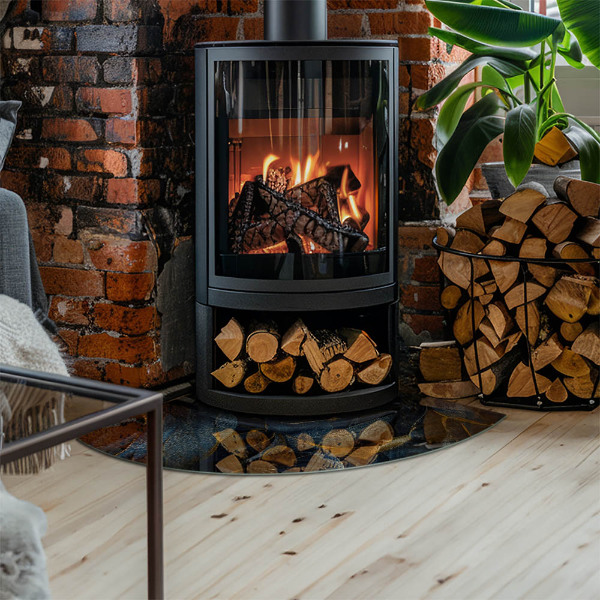 Cvartale sticlă securizată protecție sub sobă Frunze elegante în textură