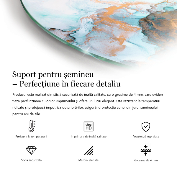 Cvartale sticlă securizată protecție sub sobă Frunze elegante în textură