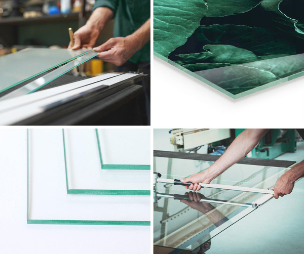 Cvartale sticlă securizată protecție sub sobă Frunze elegante în textură