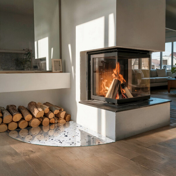 Cvartale protecție sub sobă Model de piatră cu particule