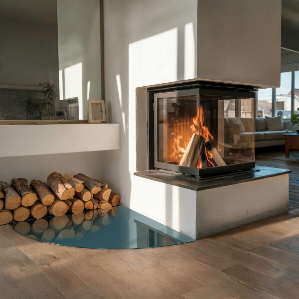 Cvartale sticlă sub șemineu Culoarea mării