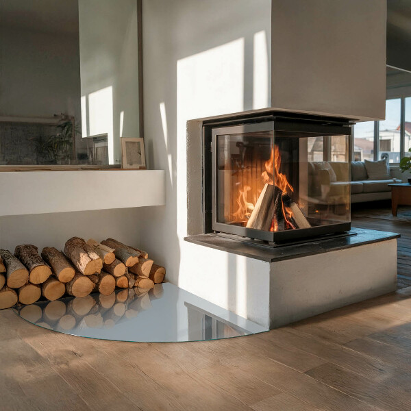 Cvartale sticlă sub șemineu Culoare Gri