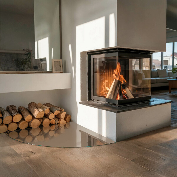 Cvartale sticlă sub șemineu Culoare Maro