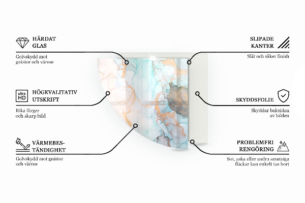 Cvartale sticlă sub șemineu Culoare Gri deschis