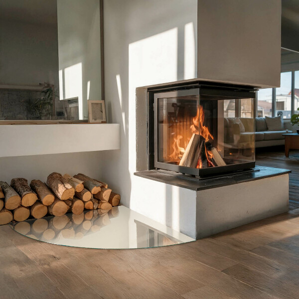 Cvartale sticlă securizată protecție sub sobă Culoare bej