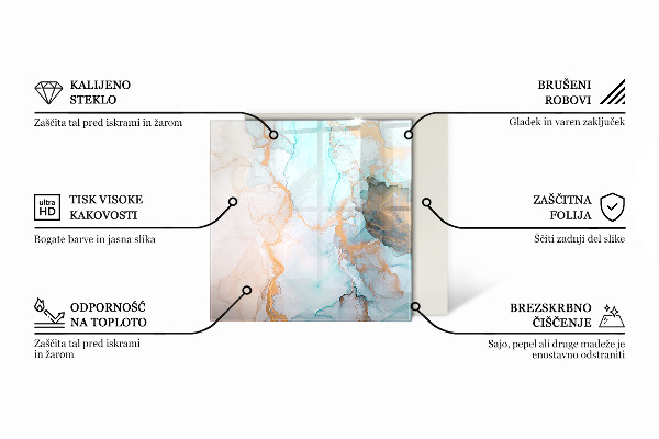 Pătrată protecție sub sobă Model elegant de marmură