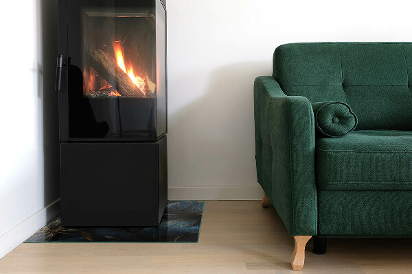 Pătrată sticlă securizată protecție sub sobă Frunze elegante în textură