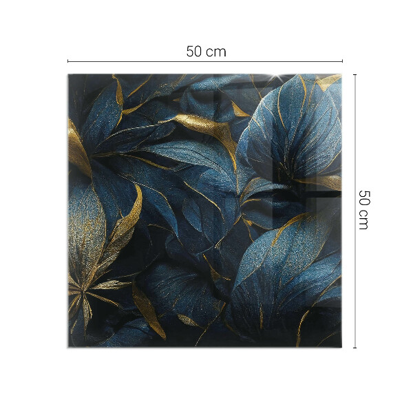 Pătrată sticlă securizată protecție sub sobă Frunze elegante în textură