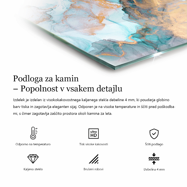 Pătrată sticlă securizată protecție sub sobă Model abstract de marmură