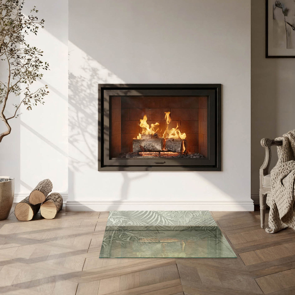 Pătrată sticlă securizată protecție sub sobă Frunze tropicale în fundal