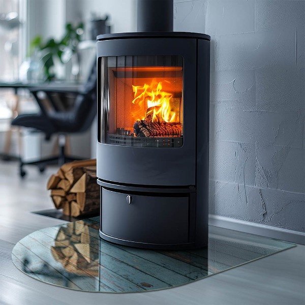 Semiovală placă de sticlă pentru șemineu Plăci în stil rustic