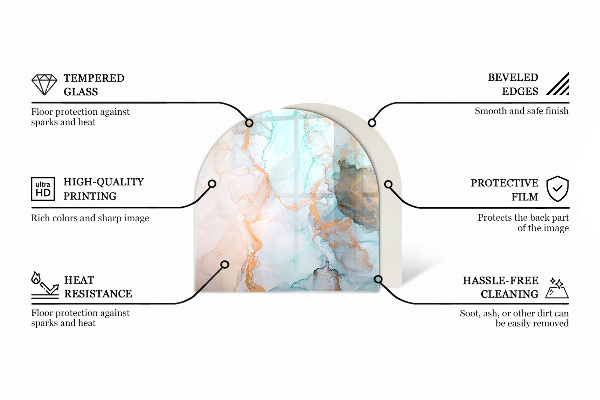 Semiovală placă de sticlă pentru șemineu Plăci în stil rustic