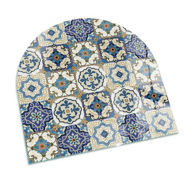 Semiovală sticlă securizată de protecție sub sobă Model mozaic cu flori