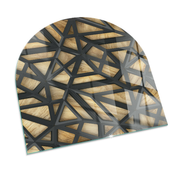 Semiovală placă de sticlă pentru șemineu Geometrie cu lemn