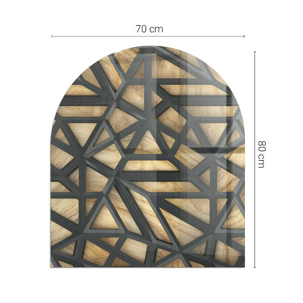 Semiovală placă de sticlă pentru șemineu Geometrie cu lemn