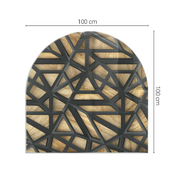 Semiovală placă de sticlă pentru șemineu Geometrie cu lemn