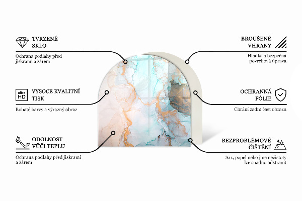 Semiovală sticlă securizată de protecție sub sobă Model geometric 3D