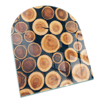 Semiovală placă de sticlă pentru șemineu Cutie cu lemn tăiat