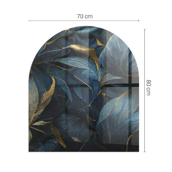 Semiovală sticlă securizată de protecție sub sobă Frunze elegante în textură