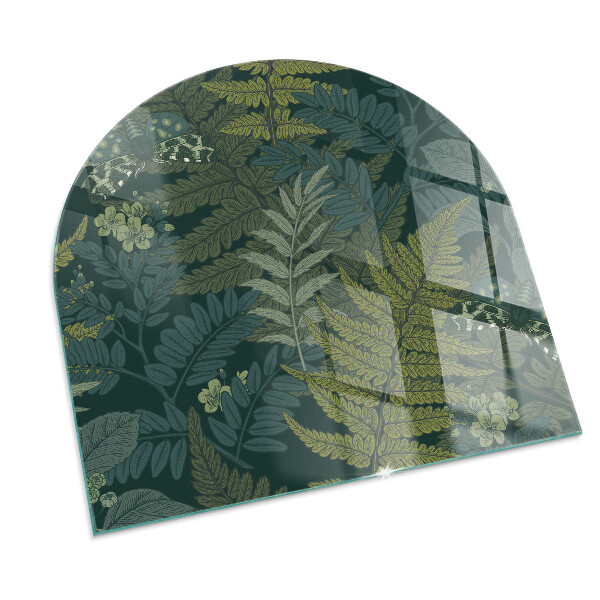 Semiovală placă de sticlă pentru șemineu Motive vegetale cu fluturi