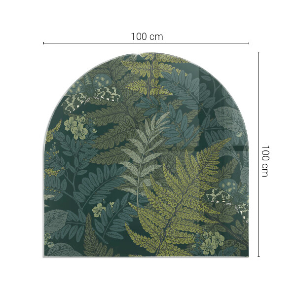 Semiovală placă de sticlă pentru șemineu Motive vegetale cu fluturi