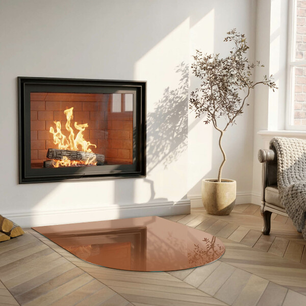 Semiovală sticlă sub șemineu Culoare Maro