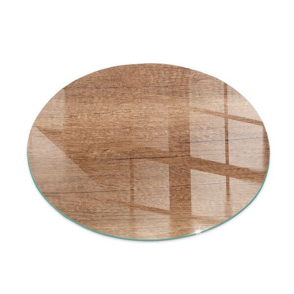 Rotundă placă de sticlă pentru șemineu Model natural din lemn