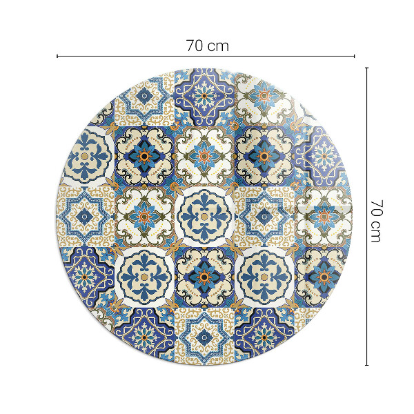 Rotundă sticlă securizată de protecție sub sobă Model mozaic cu flori