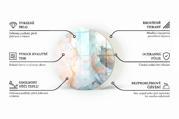 Rotundă sticlă securizată de protecție sub sobă Model geometric 3D