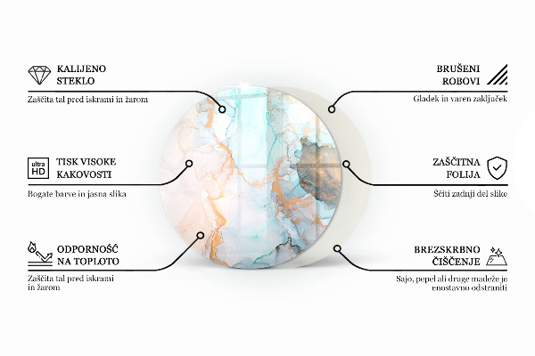 Rotundă placă de sticlă pentru șemineu Plăci din lemn natural