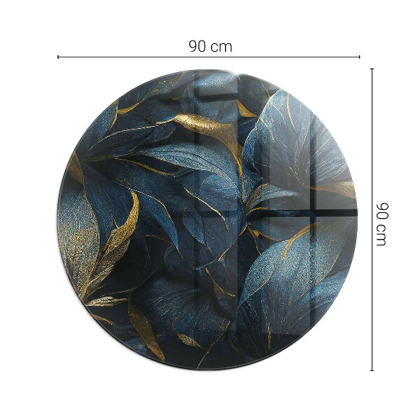 Rotundă sticlă securizată de protecție sub sobă Frunze elegante în textură