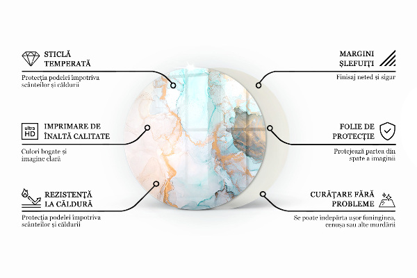 Rotundă sticlă securizată de protecție sub sobă Model de piatră naturală