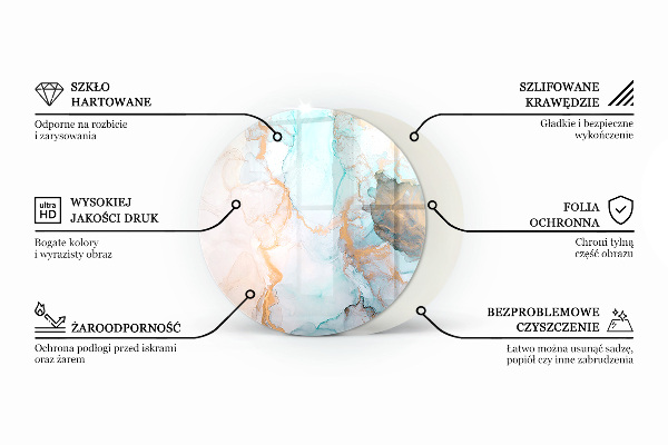 Rotundă placă de sticlă pentru șemineu Model de piatră naturală