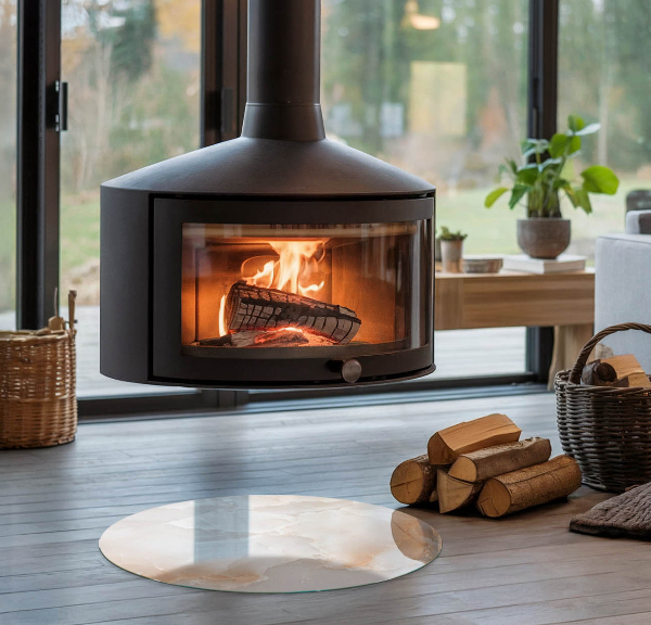 Rotundă placă de sticlă pentru șemineu Model de piatră naturală